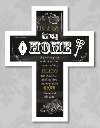 Wood Message Cross 10 3/4 inch/House Blessing   (12604)