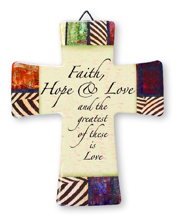Porcelain Cross/Faith,Hope & Love   (12804)