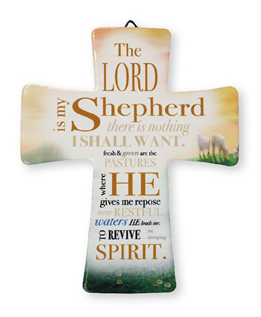 Porcelain Message Cross/Lord Is My Shepherd   (12810)
