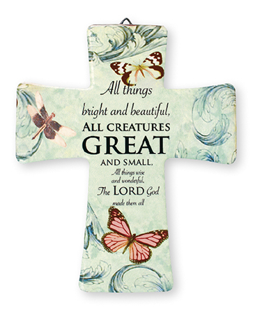 Porcelain Message Cross/All Creatures Great   (12811)