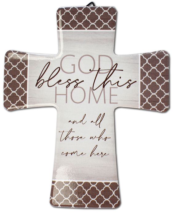 Porcelain Message Cross/Bless This Home   (12825)
