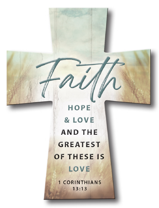 Resin Standing Cross/Faith,Hope,Love  (12921)