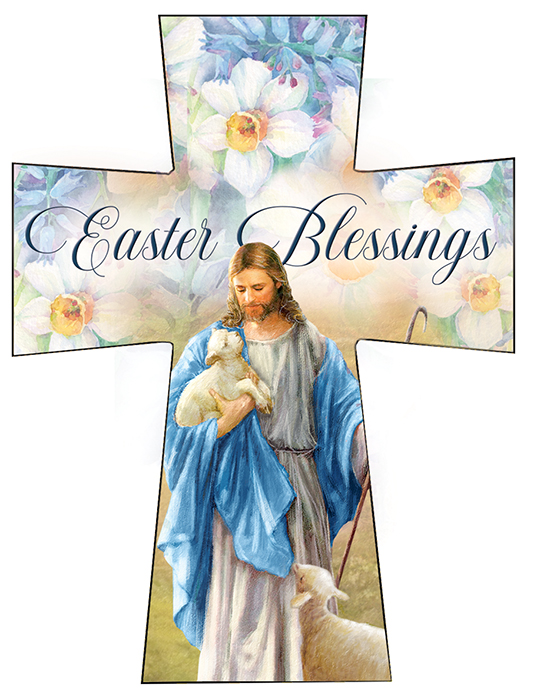 Resin Standing Cross/Easter Blessings   (12932)