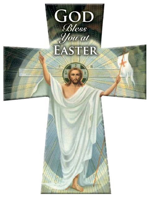 Resin Standing Cross/Easter Blessings   (12933)