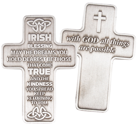 Metal Pocket Message Cross/Irish Blessing   (13608)