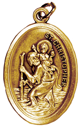 Brass Plated Medal Saint Christopher   (1522/CHR)