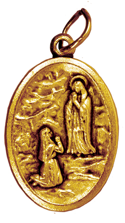 Brass Plated Medal Lady of Lourdes   (1522/LDS)