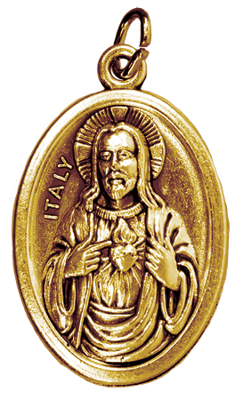 Brass Plated Medal Sacred Heart   (1522/SH)