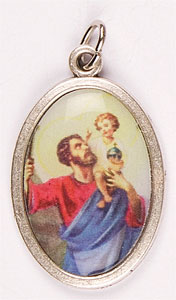 Medal - Oxidised/St.Christopher Picture   (1525/CHR)