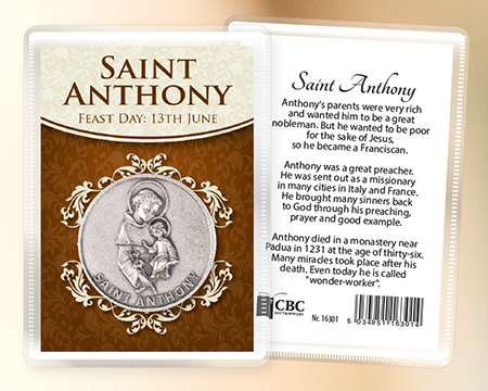 Metal Pocket Token/Leaflet/Saint Anthony   (16301)