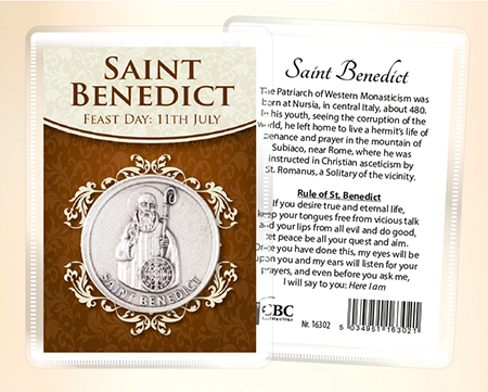 Metal Pocket Token/Leaflet/Saint Benedict   (16302)
