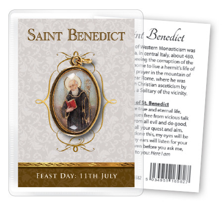 Leaflet/Gilt Medal-Gold Foil/Saint Benedict   (16582)