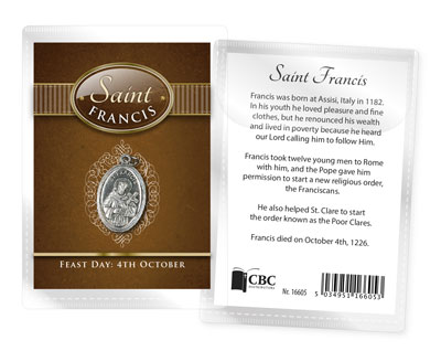 Leaflet/Oxidised Medal/Saint Francis   (16605)