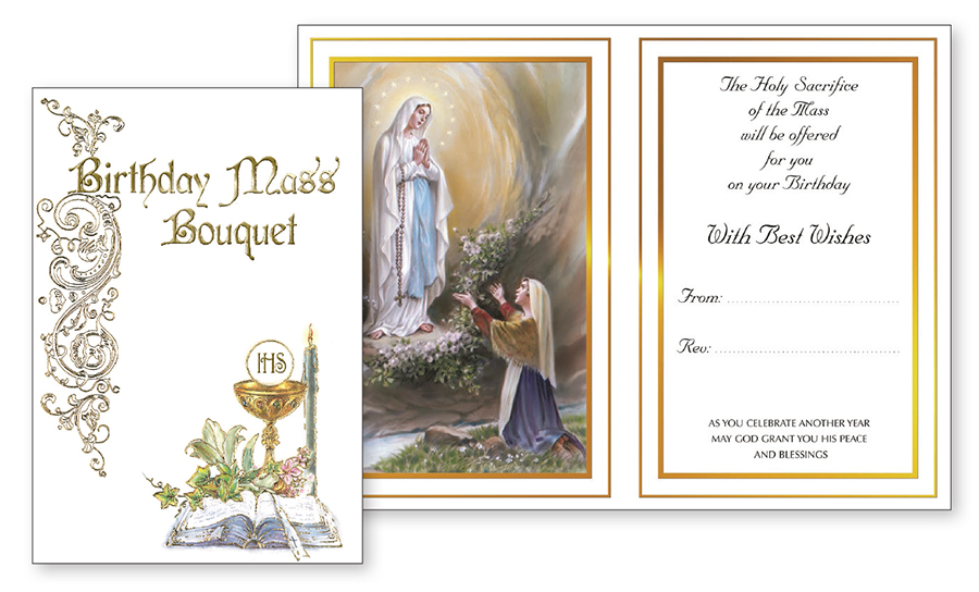Parchment Card/Insert/Birthday Mass   (22260)
