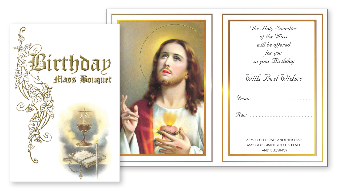 Parchment Card/Insert/Birthday Mass   (22265)