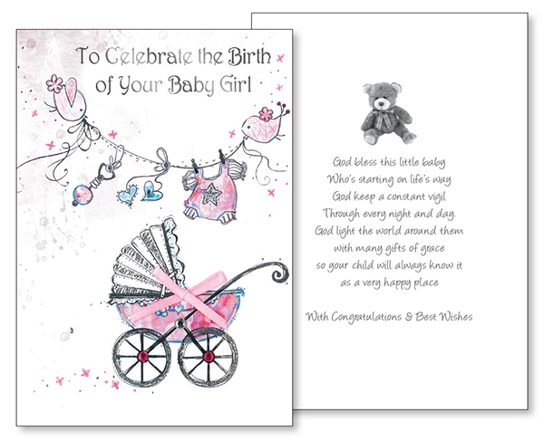 Baby Congratulations Card - Girl/3 Dimensional   (22566)