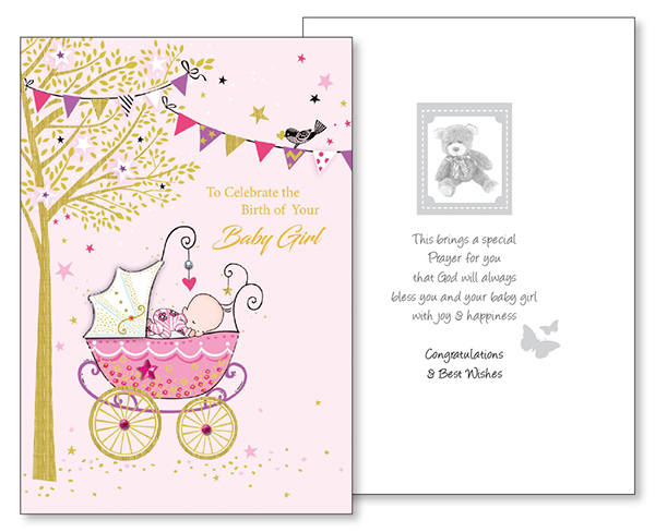 Baby Congratulations Card - Girl/3 Dimensional   (22569)
