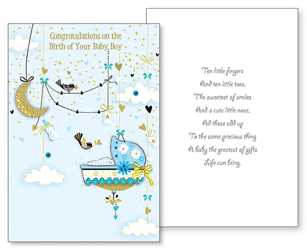 Baby Congratulations Card - Boy/3 Dimensional   (22673)