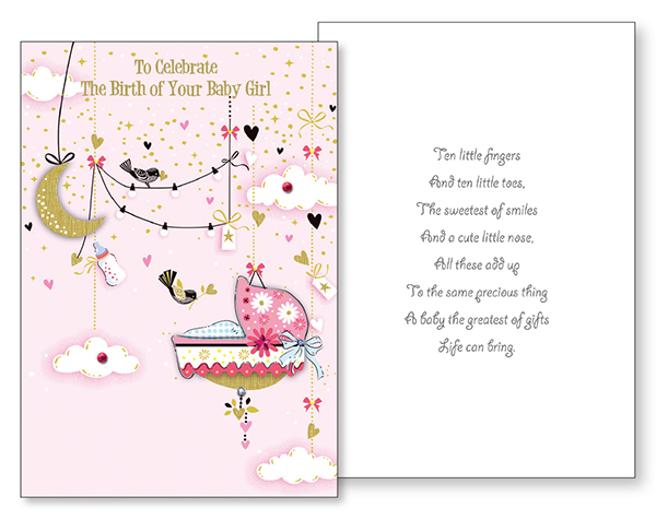 Baby Congratulations Card - Girl/3 Dimensional   (22674)
