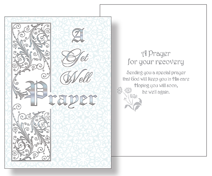 Card/Get Well Prayer/Silver Foil/Pearlised   (25010)