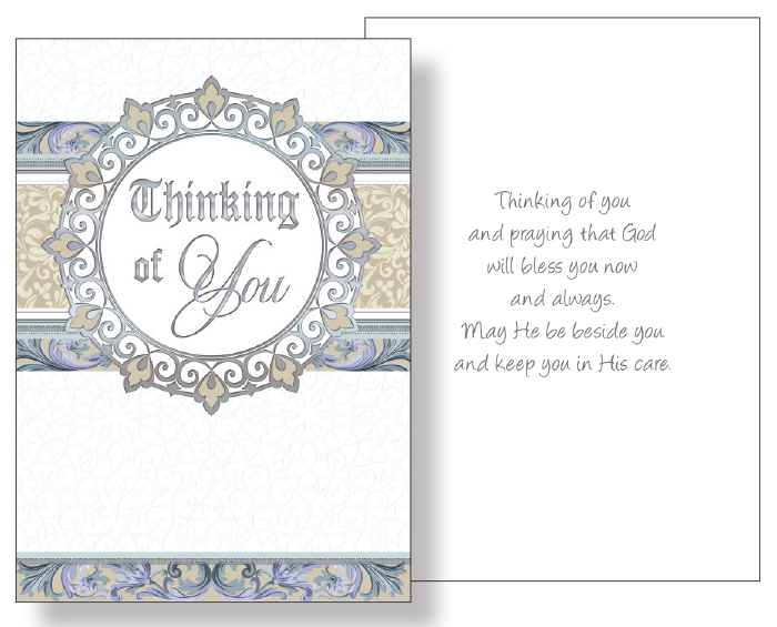 Card/Thinking of You/Silver Foil/Pearlised  (25042)