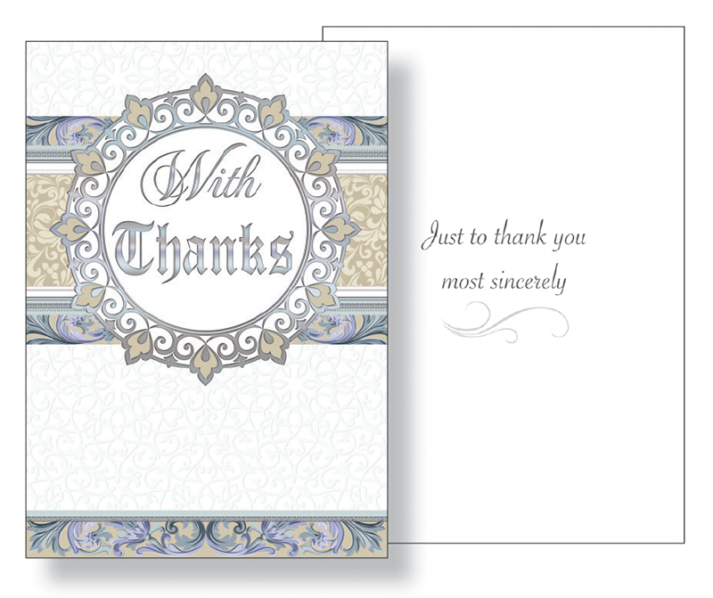 Card/With Thanks/Silver Foil/Pearlised  (25045)