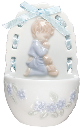 5 1/4 inch Porcelain Font/Praying Boy   (3013/BOY)