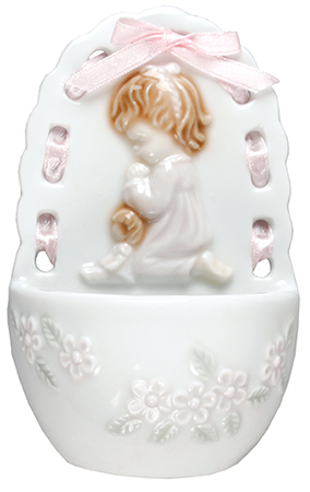 5 1/4 inch Porcelain Font/Praying Girl   (3013/GIRL)