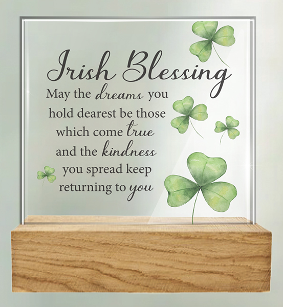 Glass Plaque/Wood Base/Irish Blessing  (32428)