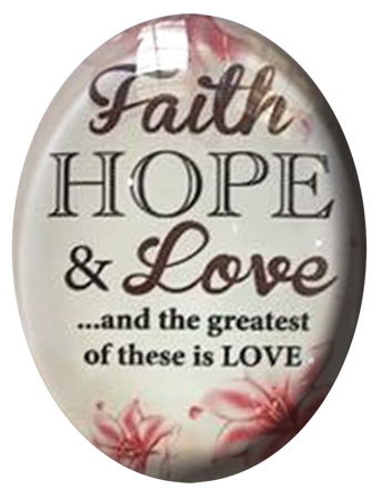 Glass Fridge Magnet/Faith, Hope & Love   (33622)