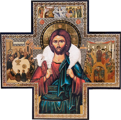 Wood Cross/Icon - Good Shepherd 6 inch x 6 inch   (3391)