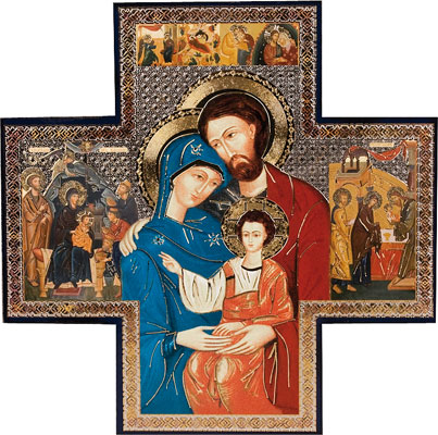 Wood Cross/Icon - Holy Family 6 inch x 6 inch   (3393)