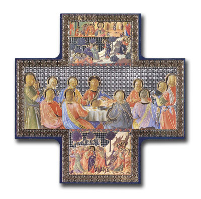 Wood Cross/Icon - Last Supper  6 inch x 6 inch   (3395)