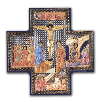 Wood Cross/Icon - Crucifixion  6 inch x 6 inch   (3396)