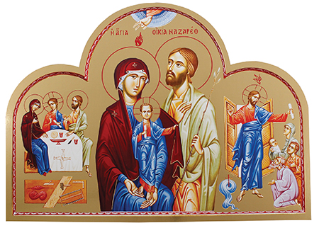 Wood Plaque/Icon/Gold Foil/Holy Family   (33970)