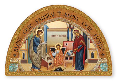 Wood Plaque/Icon/Gold Foil/Holy Family   (33982)