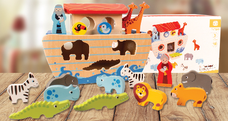 Noah's Ark Childrens Wood Set/16 Figures   (33999)