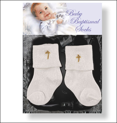 White Baptismal Baby Sock Set   (3404)