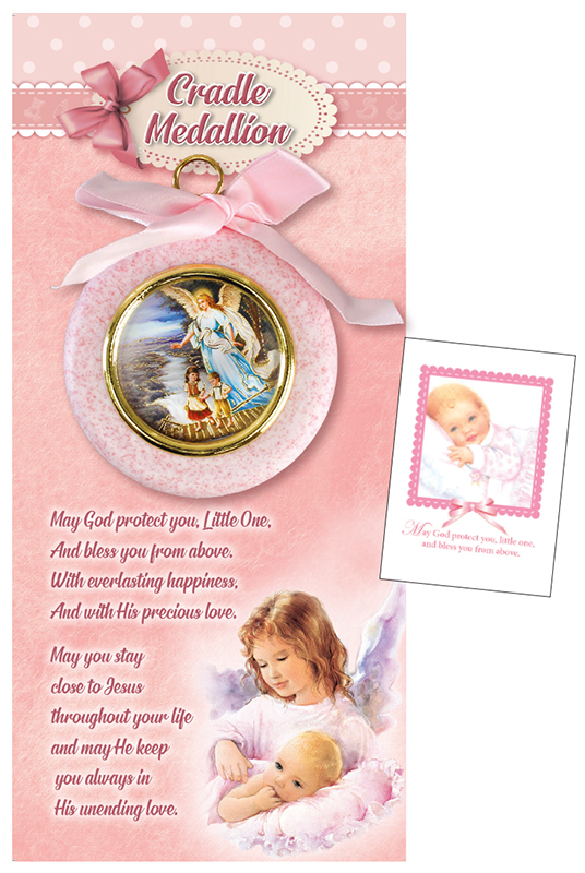 Baby Cradle Set - Girl/Plastic Medallion & Card   (34431)