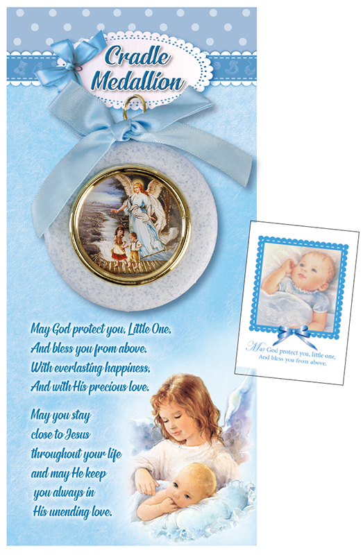 Baby Cradle Set - Boy/Plastic Medallion & Card   (34432)