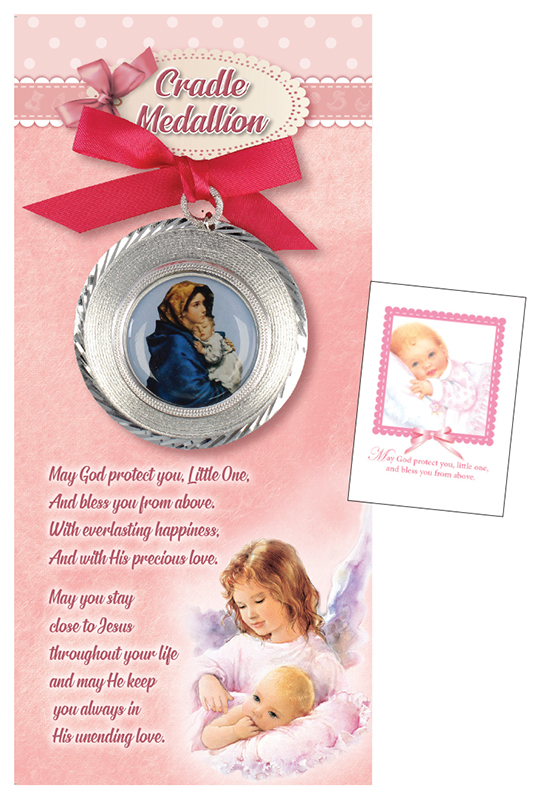 Baby Cradle Set - Girl/Metal Medallion & Card   (3444/GRL)