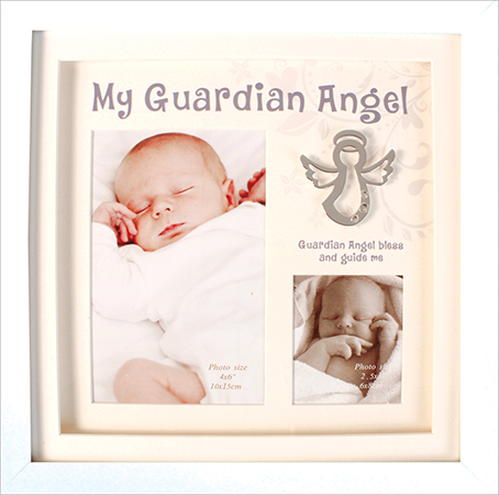 Guardian Angel Photo Frame/White Finish   (34926)