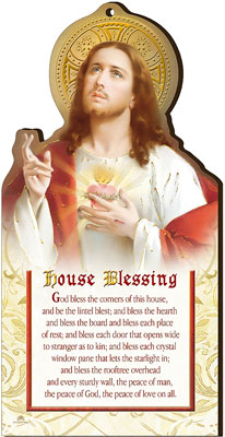 Wood Plaque/Sacred Heart-House Blessing   (3553)