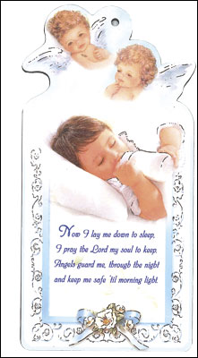 Wood Plaque/Baby Boy with Prayer   (3554)
