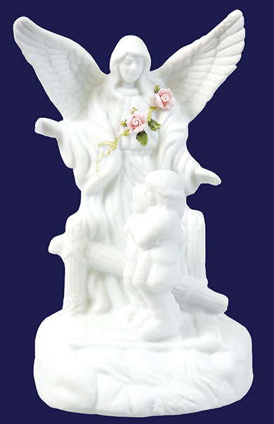 Ceramic Guardian Angel 4 1/2 inch/With Light   (37869)