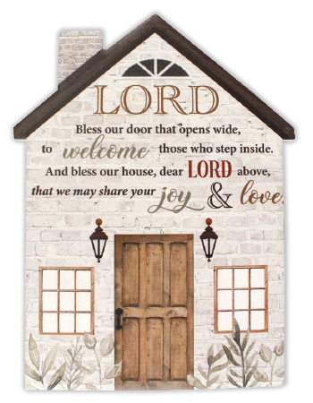 Porcelain Plaque/Lord Bless Our Door   (38248)