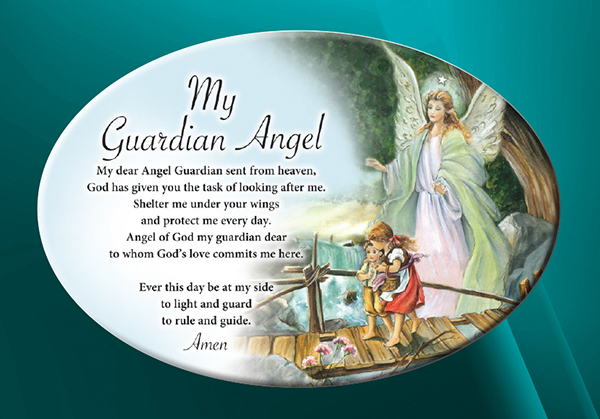 Ceramic Oval Plaque/Guardian Angel  (38309)