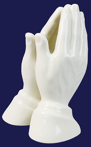 Porcelain 6 1/2 inch Praying Hands Statue (3853)