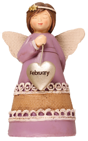 Resin 4 1/4 inchBirthday Angel/Heart/February   (39002)