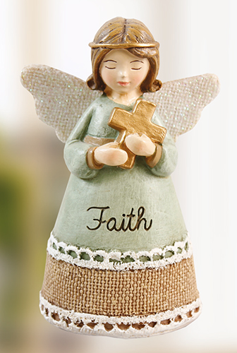Resin 4 1/4 inch Message Angel/Faith   (39311)